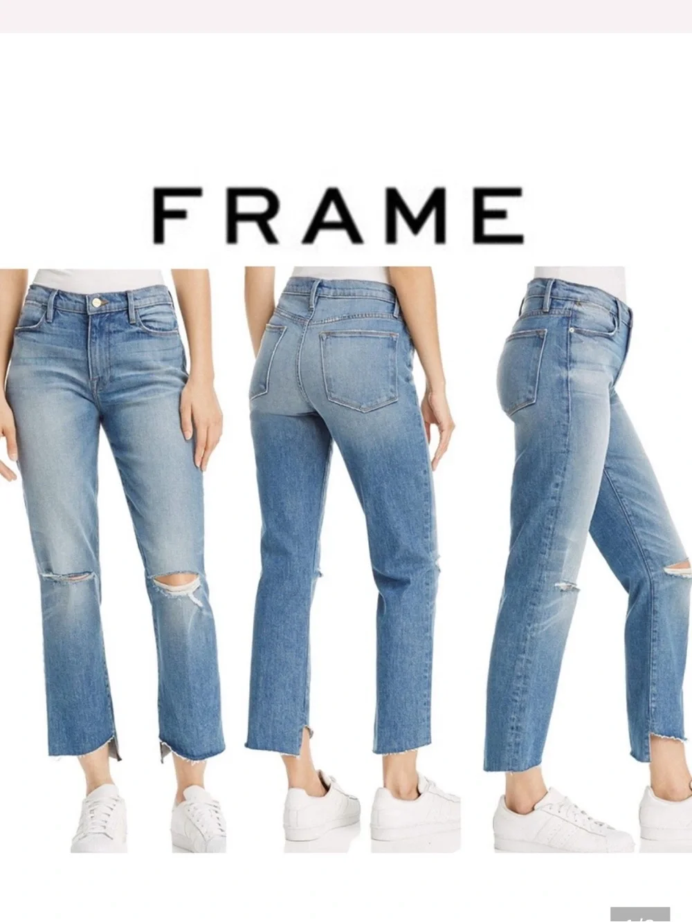 FRAME Le High Straight Leg Released Hem Crop Jeans - Picture 1 of 10